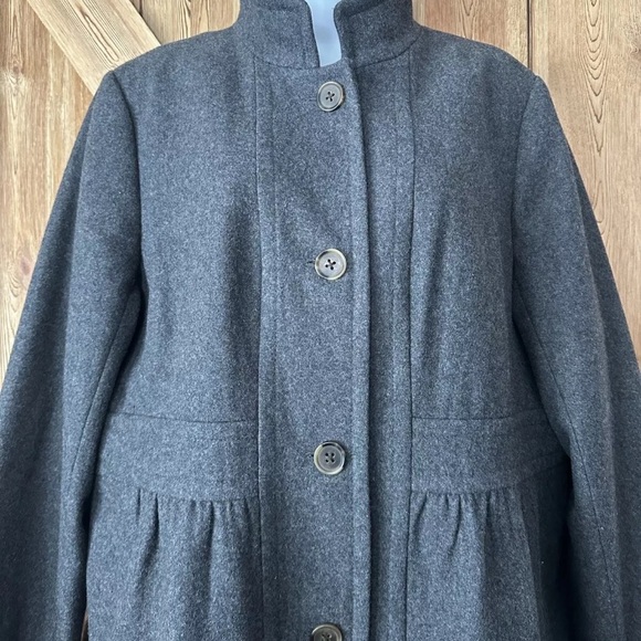 J. Crew Lady Day Top Coat Long Overcoat Wool Blend Charcoal Gray 20 - Picture 5 of 16